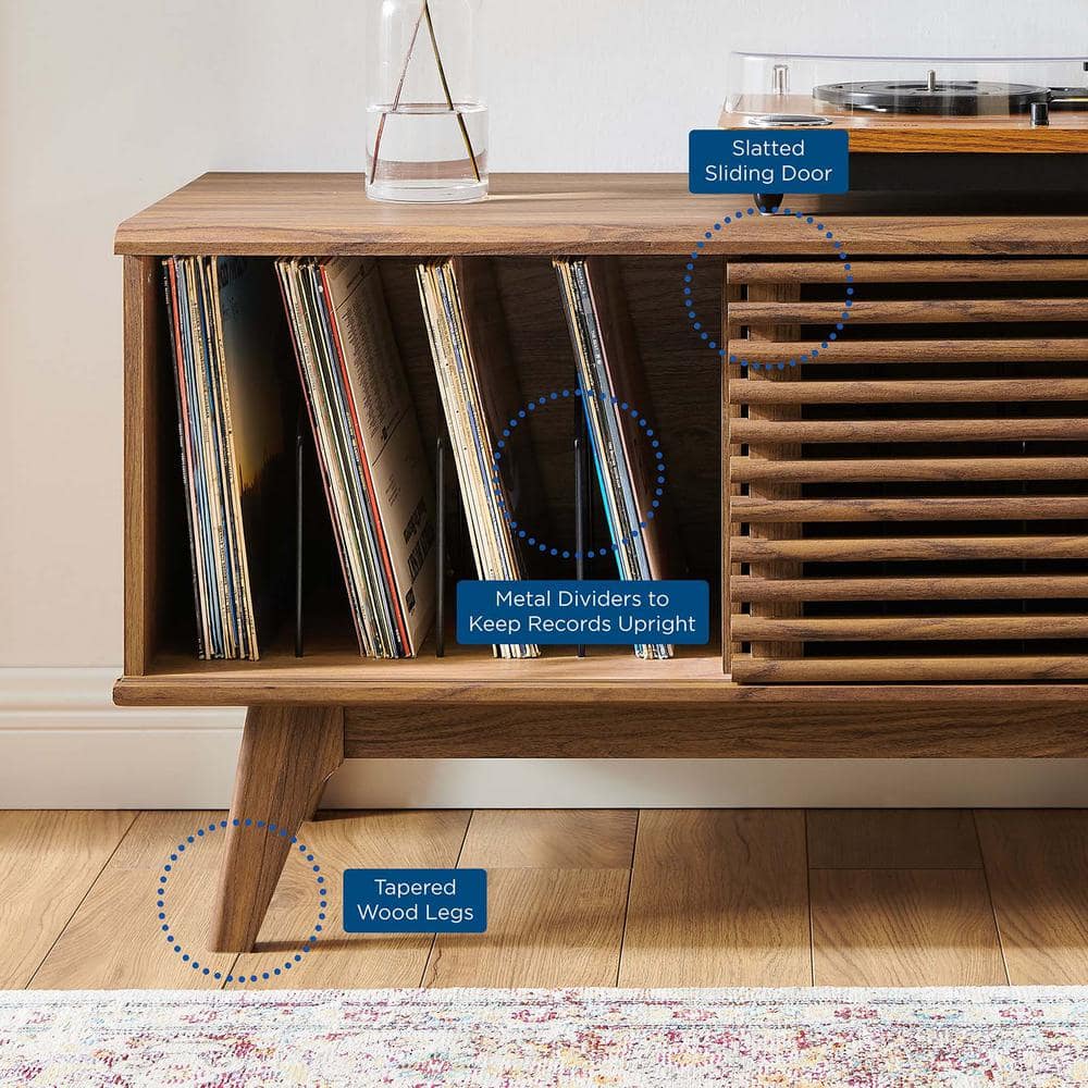 Walnut Mid-Century Modern Vinyl Record Display Stand