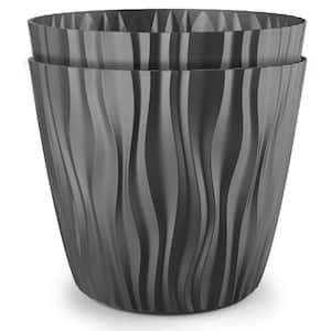 6 in. Dia Plant and Flower Pot, European Made, Stylish Indoor and Outdoor Decorative Planter, 2/1 Set, Dark Grey