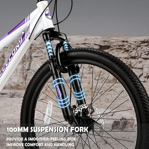 Cesicia 24 in. Steel Mountain Bike with 21-Speed in White for