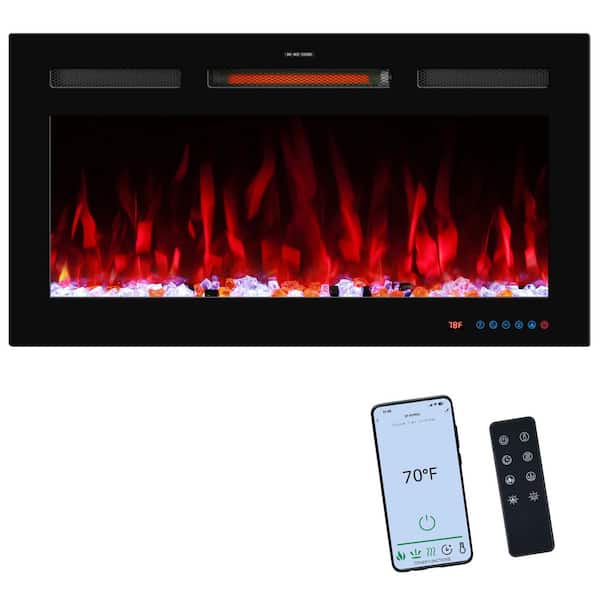 Prismaster ...keeps your home stylish 33 in. WiFi Electric Fireplace Inserts Wall Mounted Fireplace Heater with 13 Flame Colors Thermostat Timer App Control