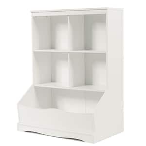 3-Tier White Children's Multi-Functional Bookcase Toy Storage Bin Floor Cabinet