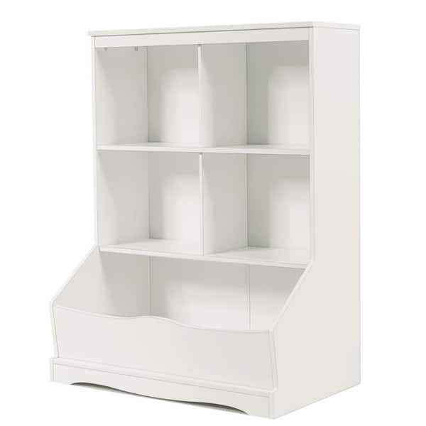 Costway 3 Tier White Children S Multi, White Bookcase With Cabinet On Bottom