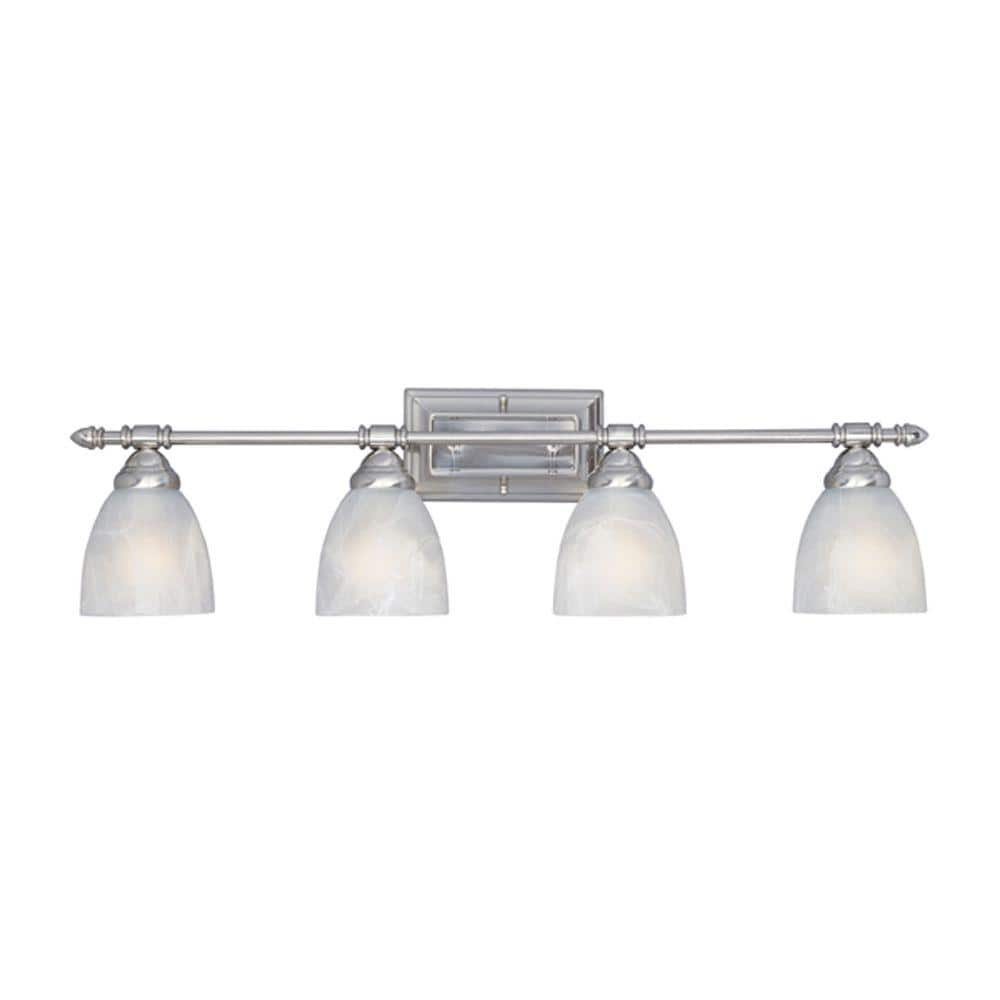 Designers Fountain Apollo 31.25 in. 4-Light Satin Platinum Vanity with  Alabaster Glass Shades 94004-SP - The Home Depot