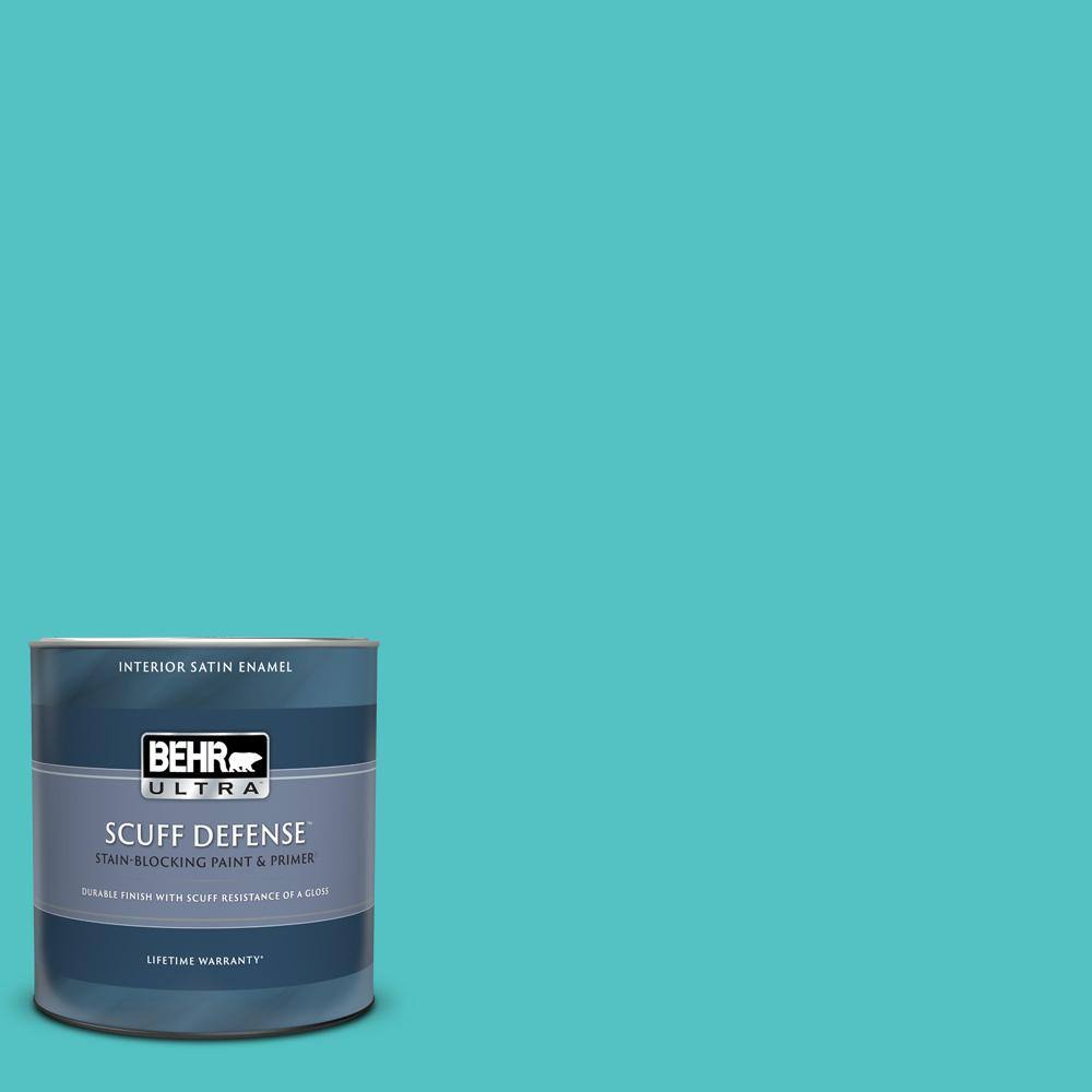 Behr Ultra 1 Qt 500b 4 Gem Turquoise Extra Durable Satin Enamel Interior Paint And Primer 775404