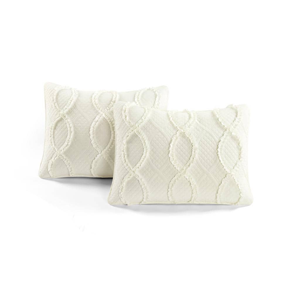 Ivory Full/Queen Microfiber Textured Quilt Set