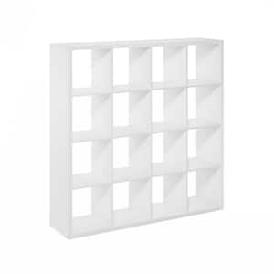 Cubicle 57.95 in. Tall White Wood 16-Cube Bookcase