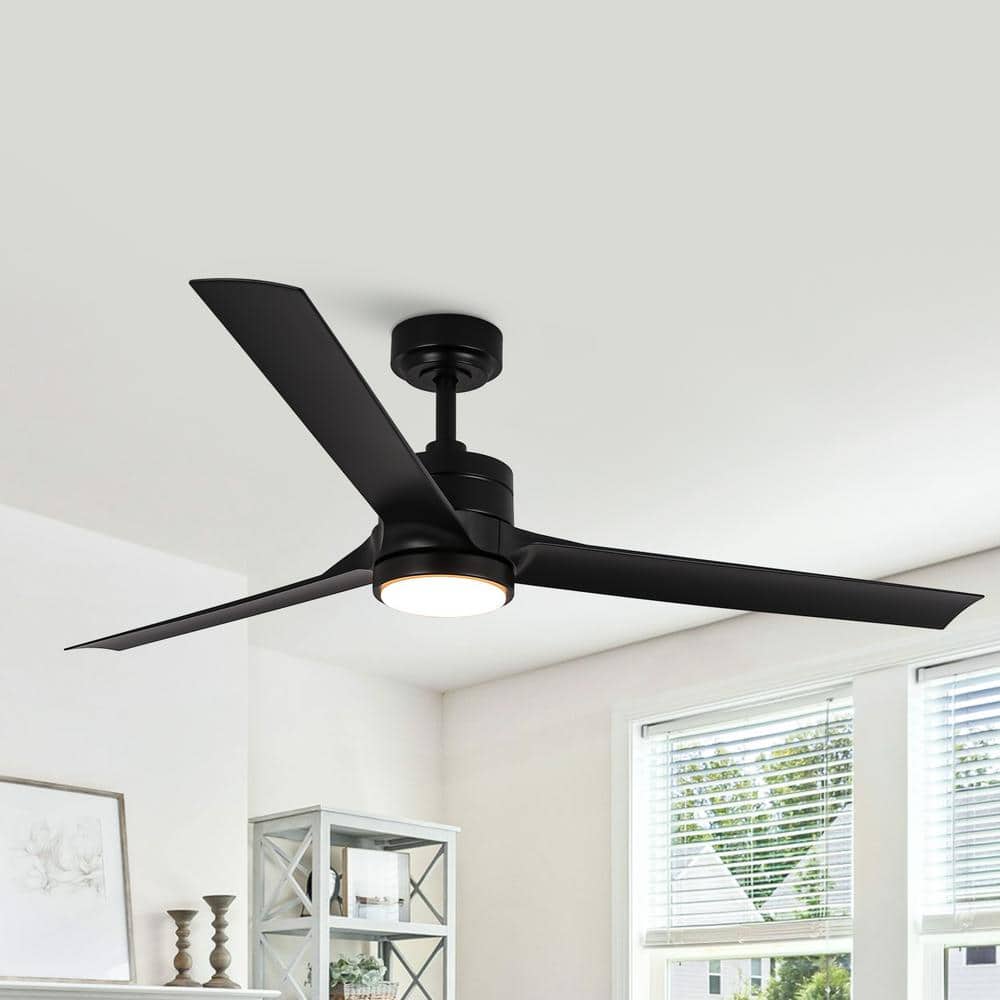 60 in. Indoor Modern Matte Black Propeller Ceiling Fan with Adjustable White LED Light and Remote Included price history on PriceWatchPro