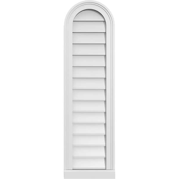 Ekena Millwork 12 in. x 42 in. Round White PVC Paintable Gable Louver Vent Non-Functional