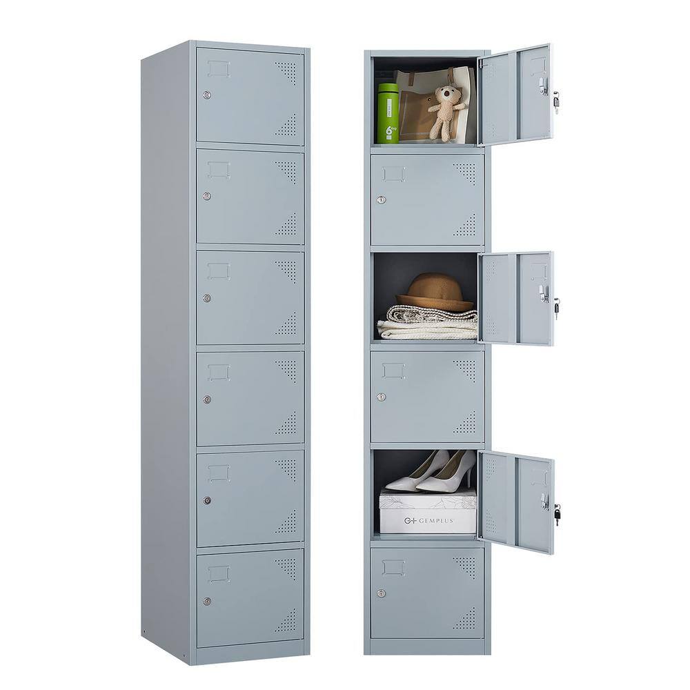 Metal Locker 6 Doors Employees Locker Storage Cabinet in Gray SXB939687 -  The Home Depot