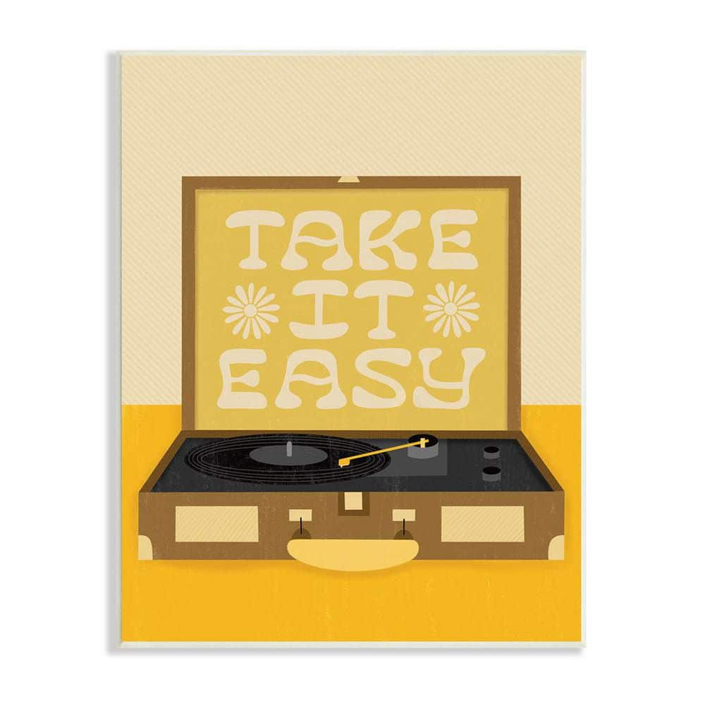 Take it Easy Motivational Vintage Boho Record Player by Jaylnn Heerdt Unframed Typography Art Print 15 in. x 10 in -  The Stupell Home Decor Collection, ak-410_wd_10x15