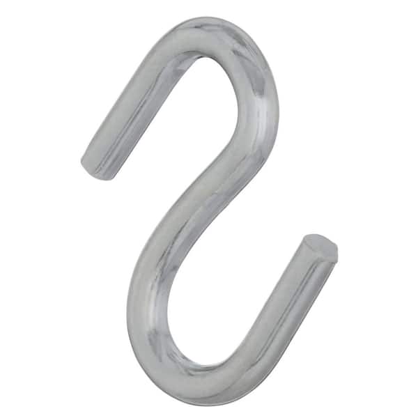 12 S Hook 1" Long x 1/2" Wide x 1/8 Inch Thick Zinc Plated Silver 42 Lbs 