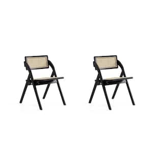 Lambinet Black and Natural Cane Folding Dining Side Chair (Set of 2)
