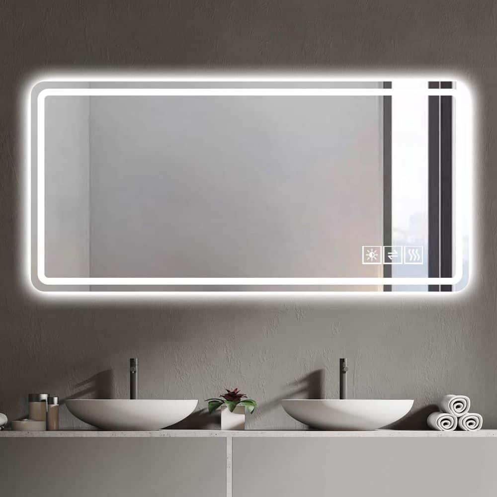 60 in. W x 28 in. H Rectangle LED Bathroom Mirror Vanity Mirror Wall Mirror