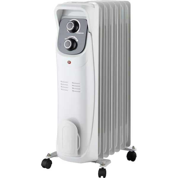 1500W Oil Filled Radiator, Electric, Gray