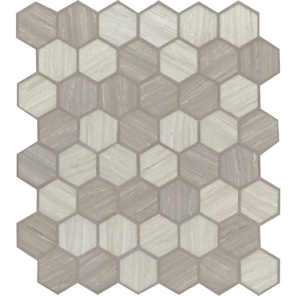 MSI Silva Oak Hexagon 12 in. x 13.25 in. Glossy Glass Patterned Look Floor and Wall Tile (14.7 sq. ft./Case)