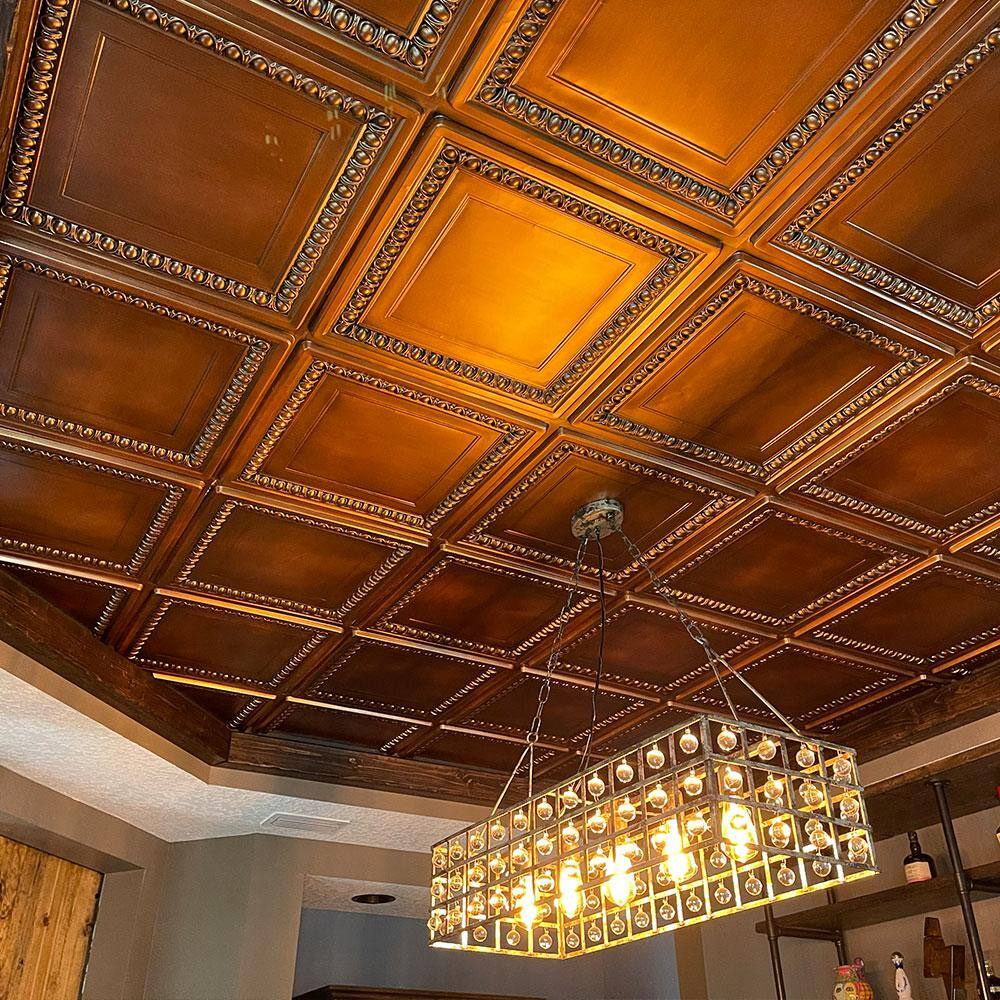 Cambridge Aged Copper 24'' x 24'' PVC Ceiling Tile Set