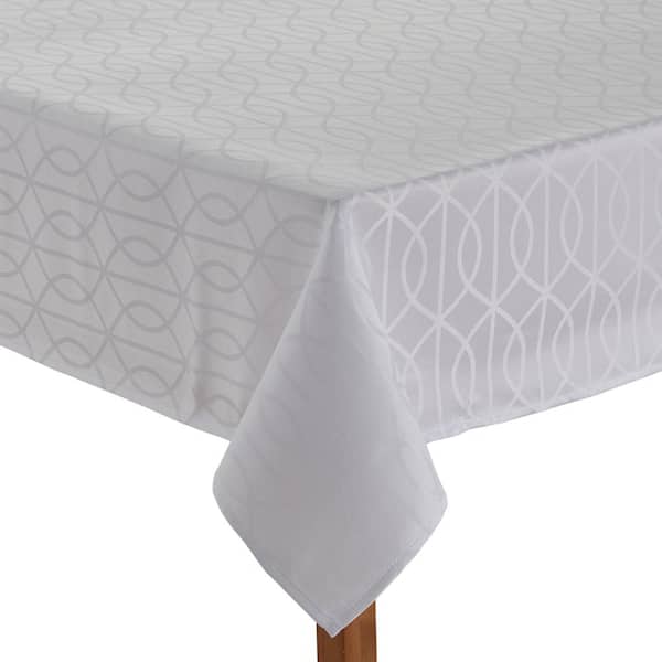 Teflon Branson Teflon Treated Jacquard Tablecloth, White, Tablecloth, (60 in. X 144 in.)