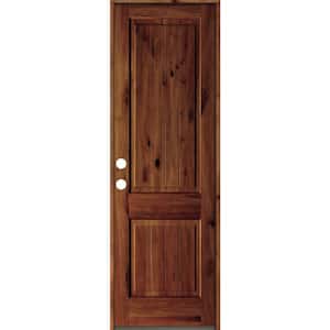 30 in. x 96 in. Rustic Knotty Alder Square Top V-Grooved Red Chestnut Stain Right-Hand Wood Single Prehung Front Door