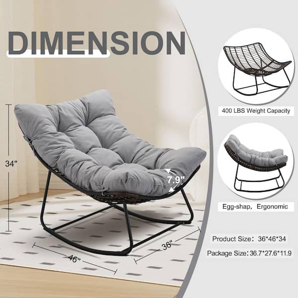 SFY✩.*˚ Light Grey 36 x 46 x 34 in. Metal Outdoor Rocking Chair with