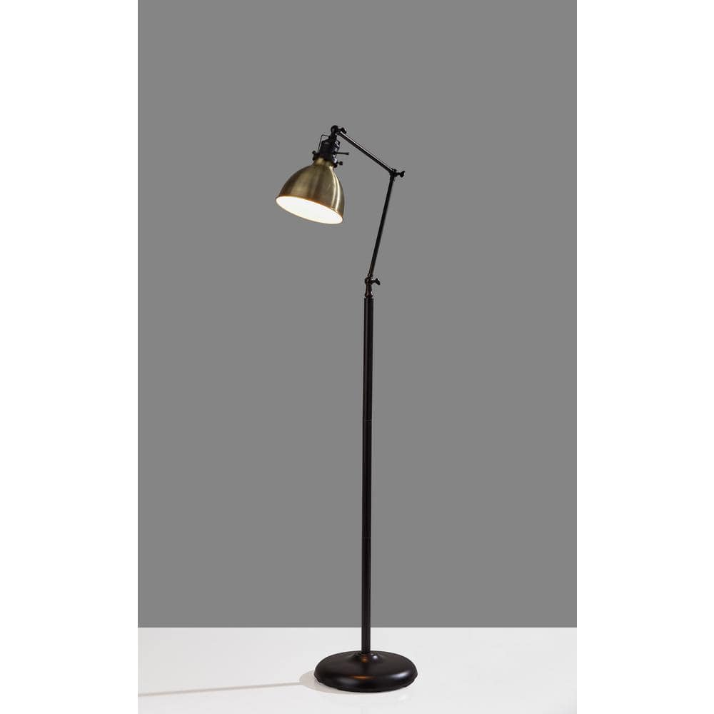 Vintage Adjustable Bronze Floor Lamp with Schoolhouse Shade