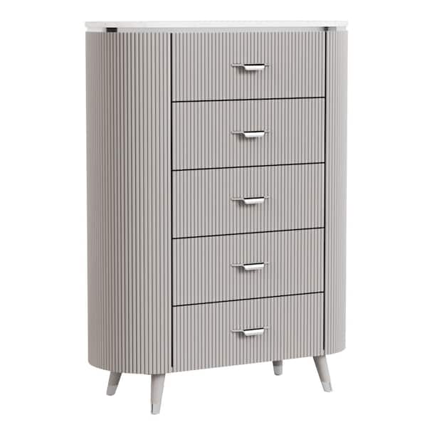 Quill Light Gray 5-Drawer 39 in. Chest of Drawers