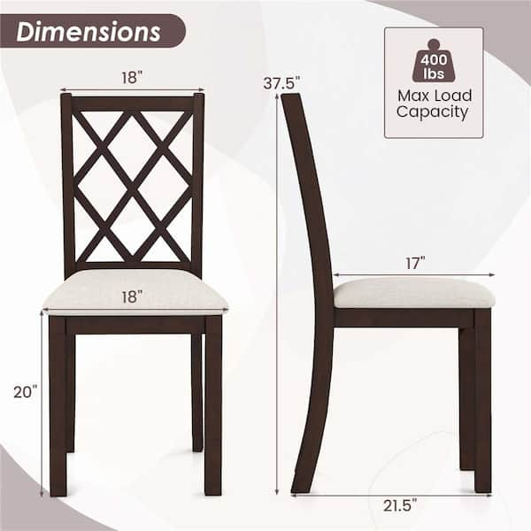 Costway Brown Wood Parsons Chair (Set of 2)