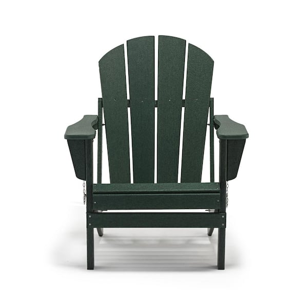 Unbranded Dark Green Folding Plastic Adirondack Chair (Set of 2)