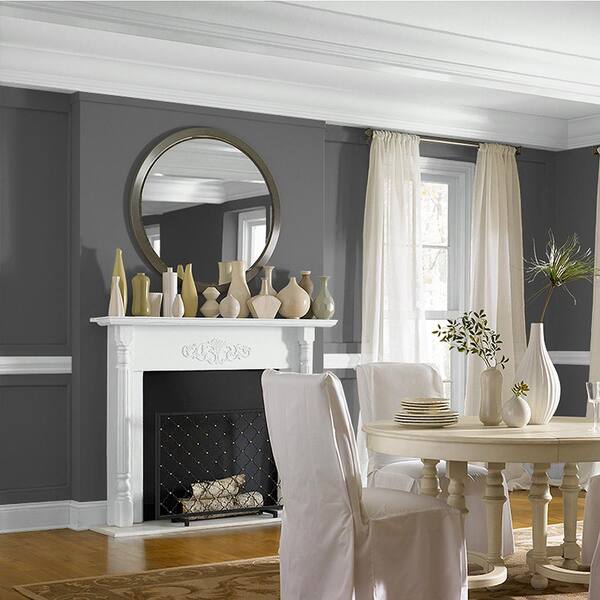 BEHR ULTRA 1 gal. #N520-6 Asphalt Gray Extra Durable Satin Enamel Interior  Paint & Primer 775301 - The Home Depot