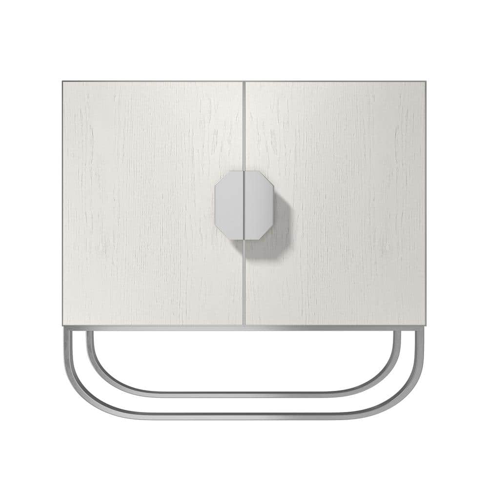 White 2-Door Accent Storage Cabinet For Living Room, Foyer and Kitchen-Dini