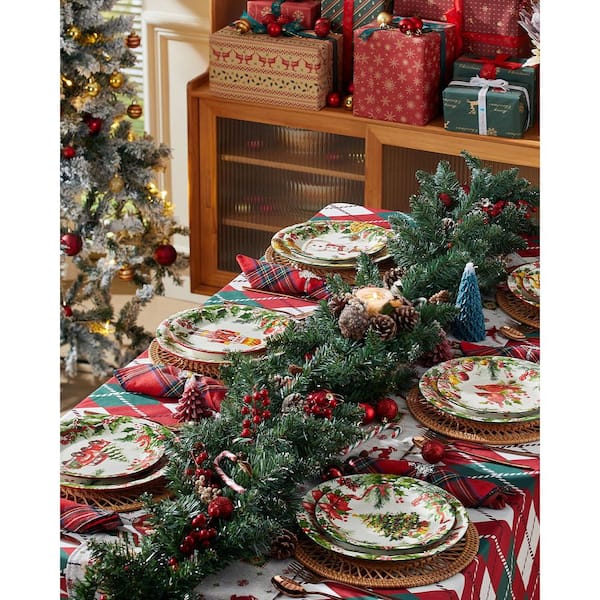 Wudkey 10 in. Multi-Color Dishwasher and Microwave Safe Christmas