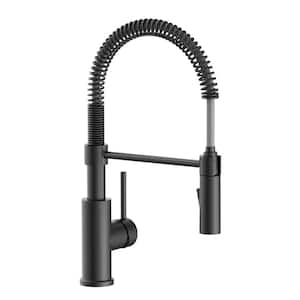 Garrick Single-Handle Spring Sprayer Kitchen Faucet with Dual Function Sprayhead in Matte Black