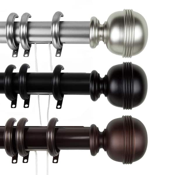 Rod Desyne 30 in. - 48 in. Jovian Decorative Traverse Rod with Rings in Cocoa