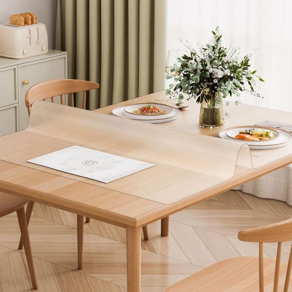 SKYSHALO Plastic Table Cover 42 x 60 in. 2.0 mm Thick Clear Table