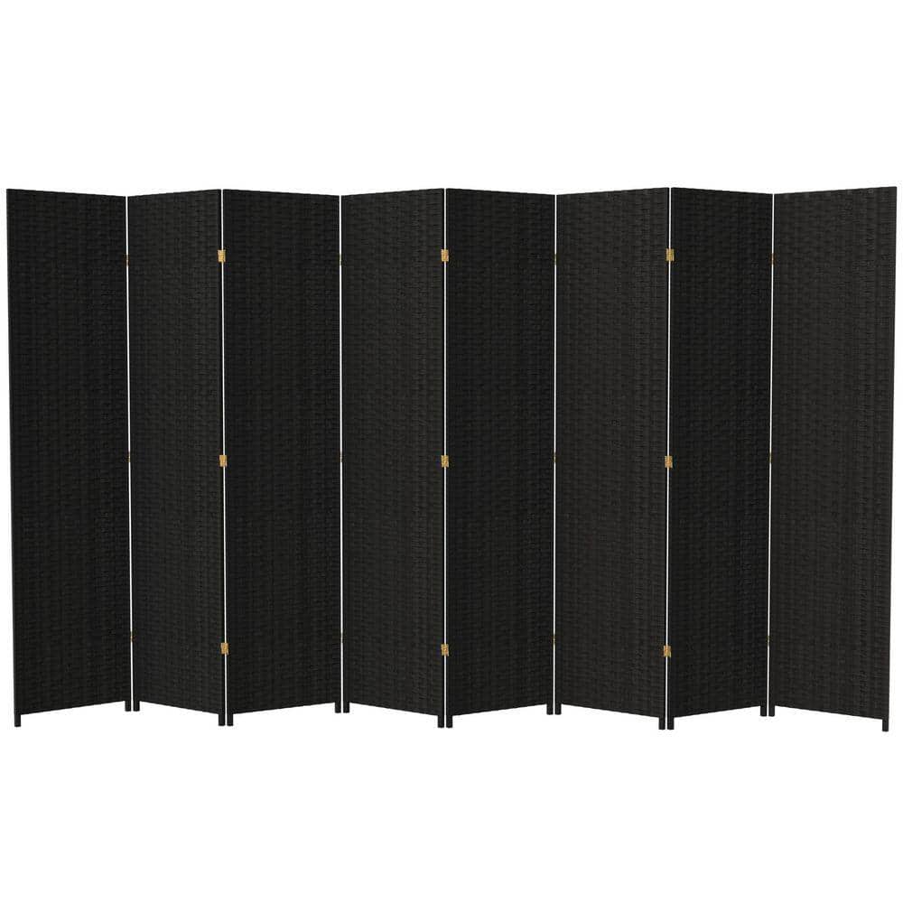 RED LANTERN 7 ft. Black 8-Panel Room Divider SS7FIBER-BLK-8P - The