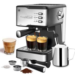 2-Cup Black 20 Bar Professional Compact Espresso Machine with Milk Frother Steam Wand Thermal Fast Heating System