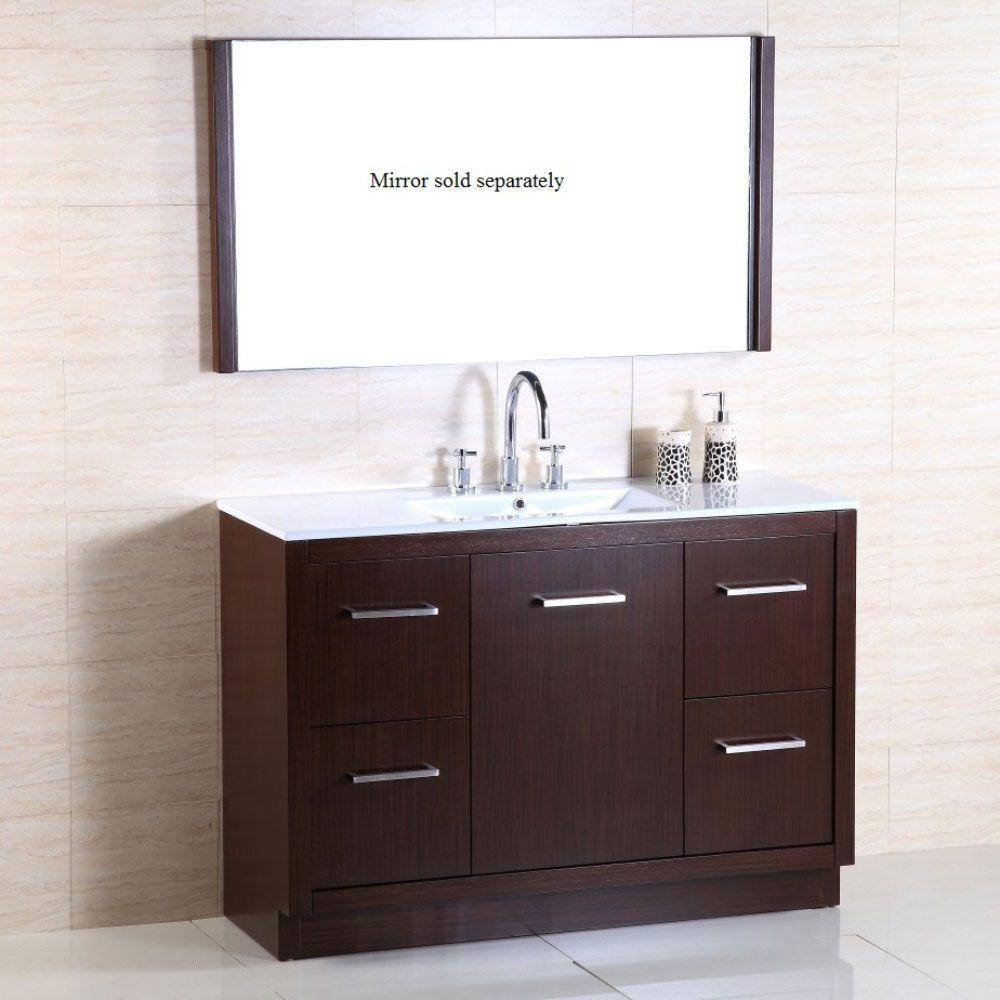 Wenge 48'' Single Freestanding Bathroom Vanity with Ceramic Top