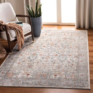 Oregon Gray/Ivory 3 ft. x 3 ft. Distressed Border Square Area Rug