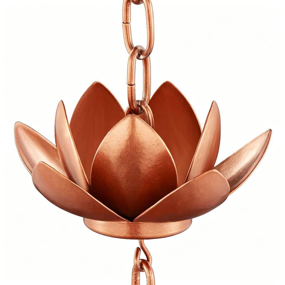 8.5 ft. Rain Chain for Gutters Downspouts Outside, Copper Plated Lotus Rain Chain Cups price history on PriceWatchPro