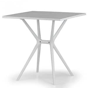 Basma White Plastic 27.5 in. Square 4-Leg Dining Table 4