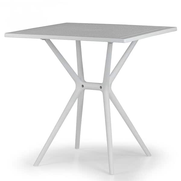 Glamour Home Basma White Plastic 27.5 in. Square 4-Leg Dining Table 4