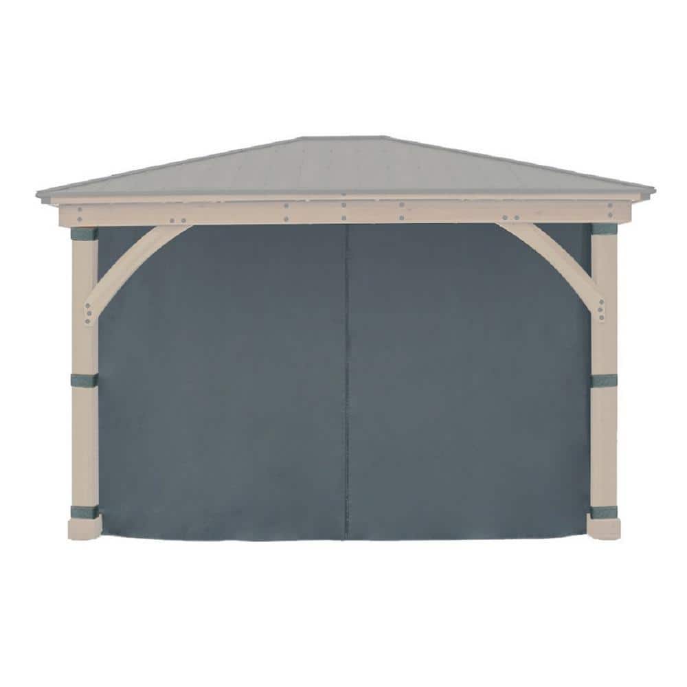Gray Weather-Resistant 4-Sided Privacy Curtain for 11 ft. x 13 ft. Gazebo