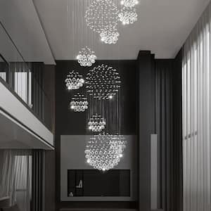 13-Light Clear Luxurious Dimmable Branched Chandelier with Crystal Accents