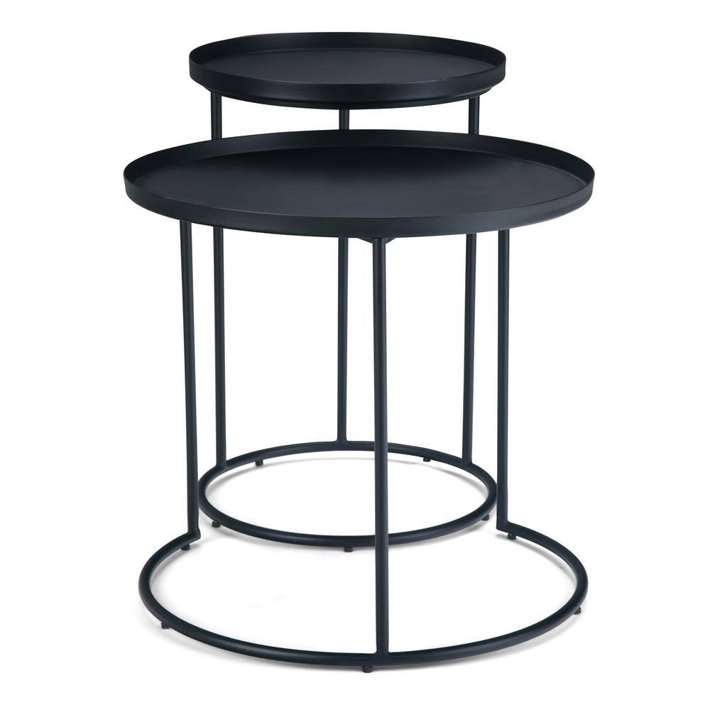 Black Round Metal 2-Piece Nesting Tables