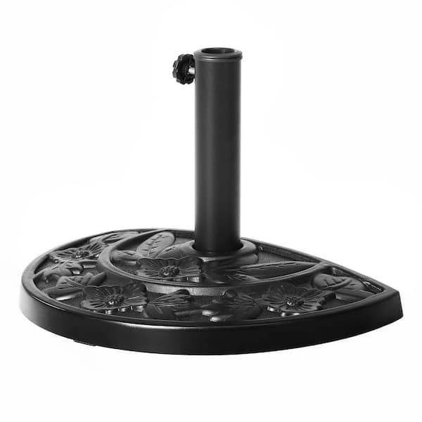 Peru 20.8 lbs. Resin Freestanding Half Moon Weighted Patio Umbrella Base in Black