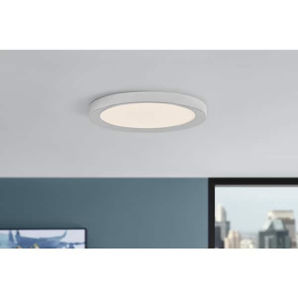 Home Decorators Collection Calloway 19 in. Polished Nickel Integrated LED 5CCT Flush Mount