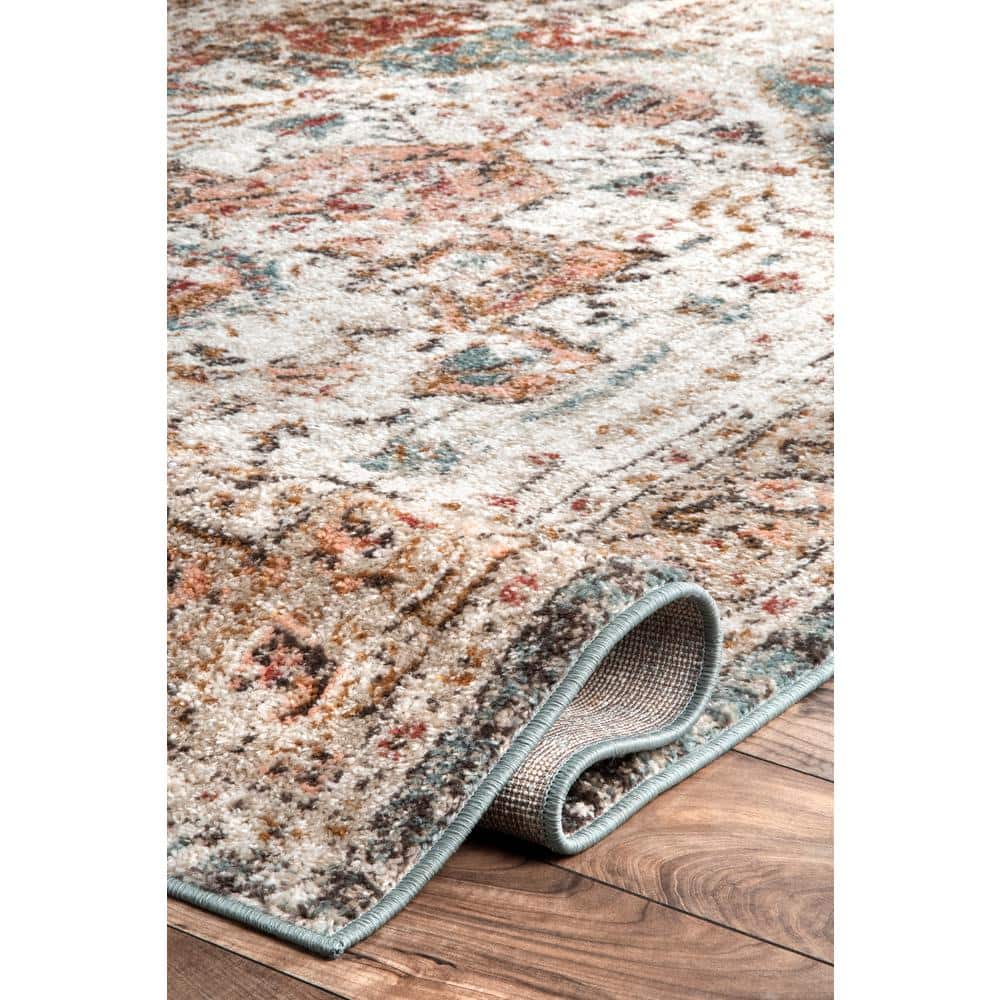 Beige 4x6ft Vintage Medallion Easy-Care Synthetic Rug