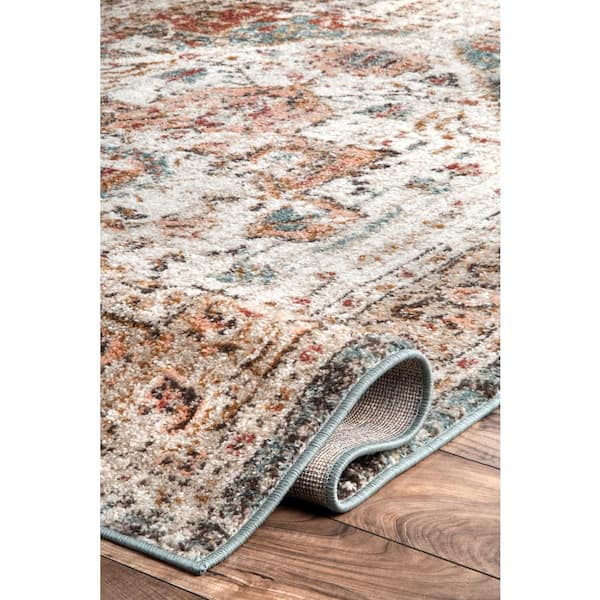 60×70 \"Chemical Formula” ViNTAGE RUG nuLOOM West 8 X 10 (ft) Beige Indoor Medallion Vintage Area