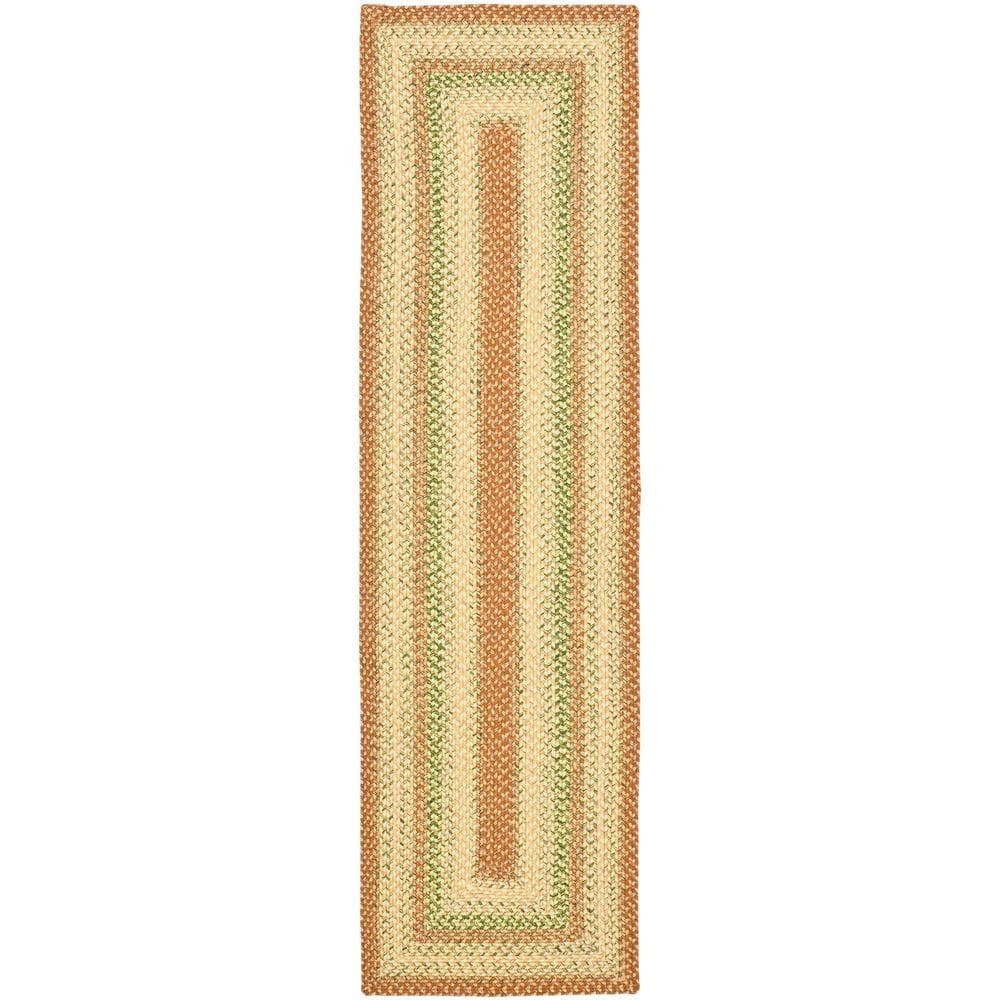 SAFAVIEH Braided Rust/Multi 2 ft. x 8 ft. Border Runner Rug BRD303A-28 ...