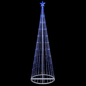 108 in. Christmas Blue LED Animated Lightshow Cone Tree with 274 Lights and Star Topper