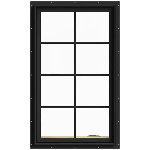 JELD-WEN 28 in. x 48 in. W-2500 Series Bronze Painted Clad Wood Right-Handed Casement Window with Colonial Grids/Grilles